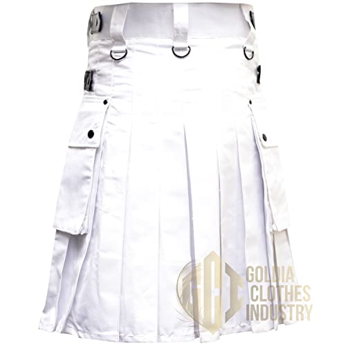 Men's Leather Straps Utility Kilts with Pockets4