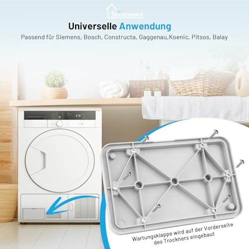 Shinemond Wartungssklappe Serviceklappe 646776 00646776 für Bosch Trockner Serie 6 / Serie 8 / MAXX7, für Siemens Trockner IQ300 / IQ500 / IQ700 / IQ800 Wärmepumpentrockner Reparatursatz Set