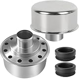 (2-Pack) Calvana Round Push-In Breather with 1” Tube for 1-1/4' Hole in Valve Cover, Includes Grommet, Compatible with Spectre 4276, Fits SBC, BBC, SBF, 327, 350, 302, 454, and 502