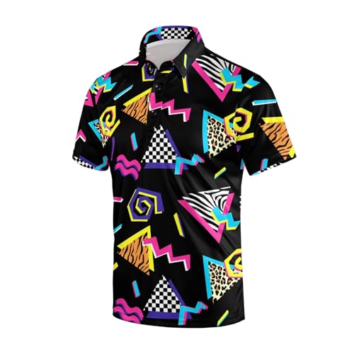 70s Outfits for Men Golf Polo Shirts Short Sleeve Disco Retro Paisley Button Vintage Dry Fit Funny Clothes2