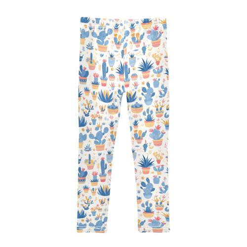 KLL Colored Succulents and Cactus Floral Girls Active Leggings Stretchy Full Length Athleisure Pants Gym2