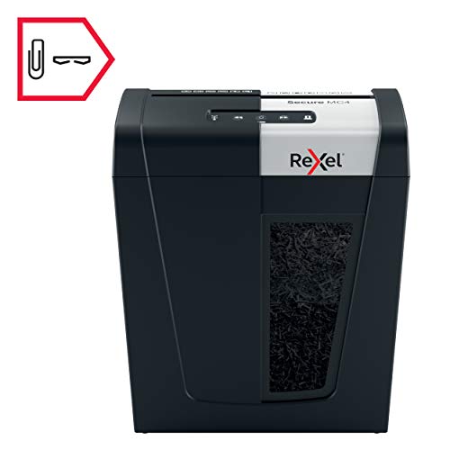 Rexel Triturador de papel microcortado Mc4, desfiados 4 folhas, segurança P5, home office, cesto rem