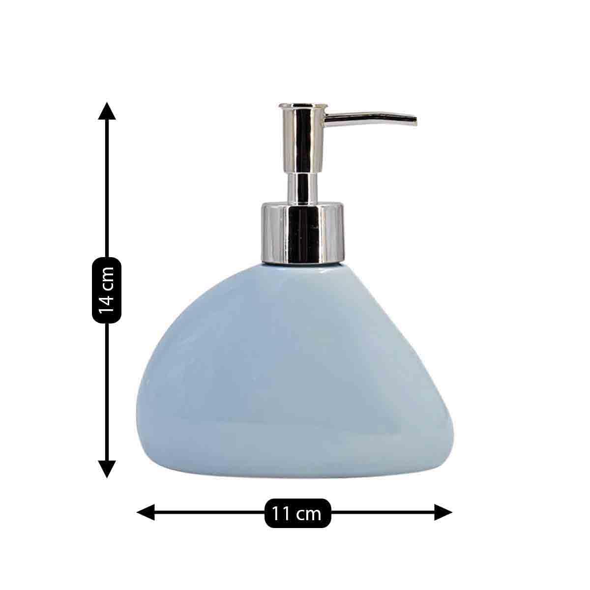 SaSaSa Ceramic Soap Dispenser for Bathroom handwash, refillable Pump Bottle for Kitchen Hand wash Basin, Set of 1, Blue (7972) 1