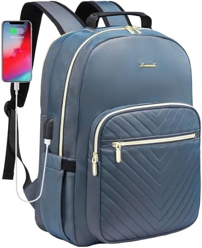 KONO Zaino per Laptop, 15.6 Pollici Resistente all'Acqua Zaino Porta PC con Porta USB di Ricarica per Viaggi di Scuola D'affari