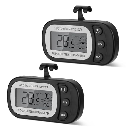 AiQlnu 2 Piezas Termómetro Digital para Refrigerador, Magnétique Termómetro para Congelador a Prueba de Agua con Gancho, Pantalla LCD Fácil de Leer, Termometro Nevera para Hogar, Cafés