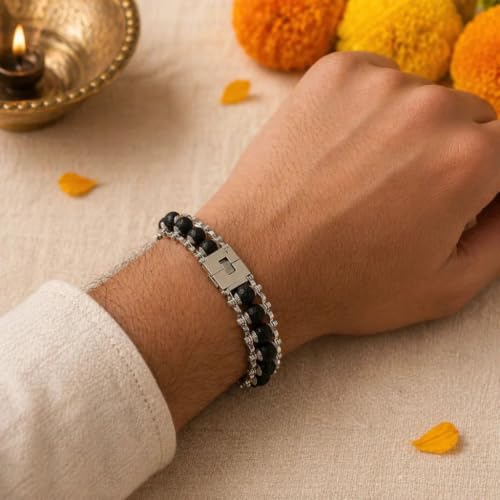 Image of Natural Rudraksha Beaded Bracelet for Men & Women | Spiritual Prosperity & Positive Energy Accessory