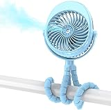 2022 Updated Misting Baby Stroller Fan, 270° & 360° Pivoting Portable Fan, Battery Operated USB Fan,