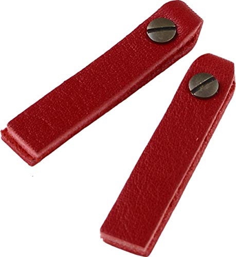 NBK 本革 ファスナー引き手パーツ スクエア型 ネジ式カシメ付き 約10mm×48mm 赤 LSS-R