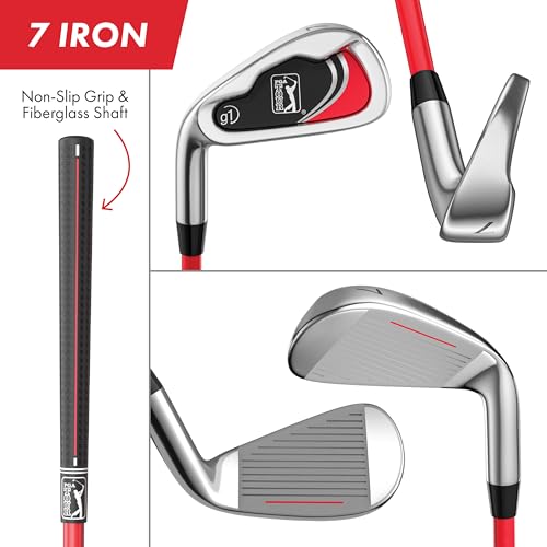 Image of PGA Tour Youth Golf Club Set - Ages 3-5 (3'6 inch-4'1 inch) and 5-8 (4'1 inch - 4'8 inch) Right and Left Handed Beginner Junior Golf Clubs with Lightweight Golf Bag, Mallet Putter, Driver by Golfgen