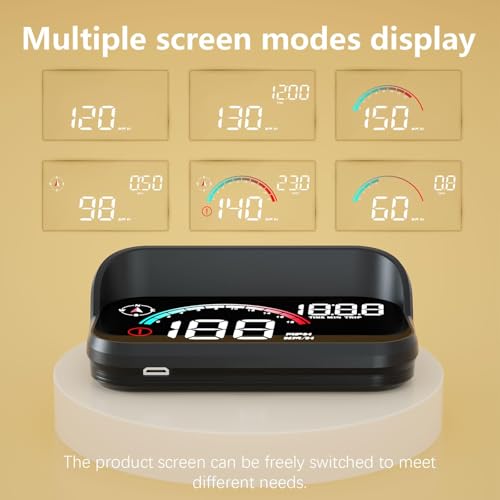 Image of AZIJYV Windshield Speedometer Projector, Digital Speedometer for Car GPS Speedometer with Speed, Overspeed, Heads Up Display for Cars Suitable for All Vehicles