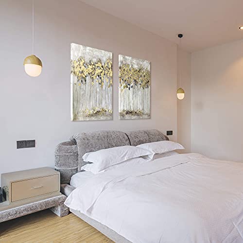 Artistic Path Fall Tree Canvas Picture Artwork: Abstract Forest Wall Art Painting On Canvas For Bedroom (24" W X 36" H X 2 Pcs,Multi-Sized) #TOP5