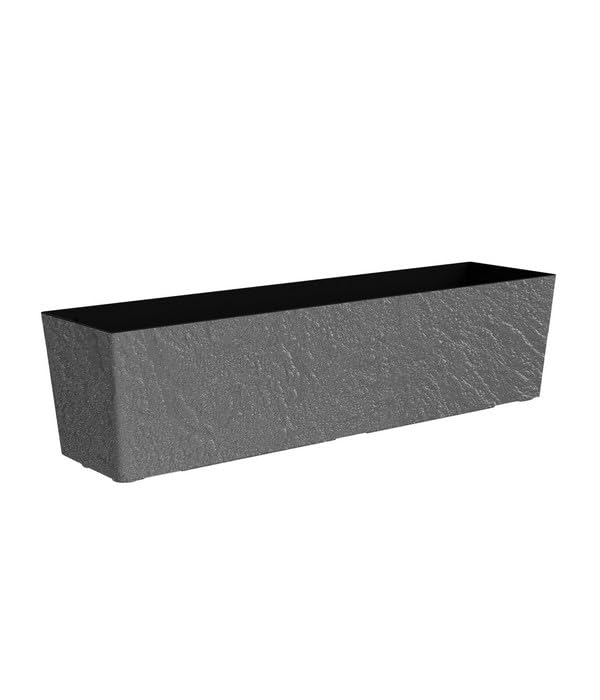 Dehner Pflanzkasten Stone, Blumentopf inkl. Bewässerungssystem/Ablaufloch, frostbeständig, ca. 74.5 x 19 x 19 cm, Polypropylen, grau