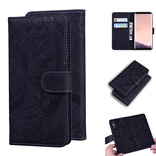 LMFULM® Case for Samsung Galaxy S8 / SM-G950F (5.8 Inch) PU Leather Cover Magnetic Wallet Case Phone Protective Case Tiger Print Stent Function Flip Case Black