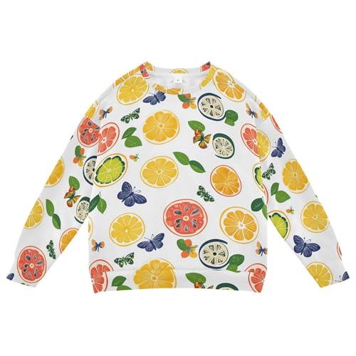 JUNZAN Cute Kumquat Fruit White Big Boys Sweatshirts Hoodies Crewneck Outerwear for Kids Party 4T