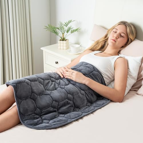 Image of Wemore Weighted Lap Blanket 7lbs for Adults, Small Weighted Blanket for Travel, Calming, Relaxing, Napping and Sleeping, All-Season Weighted Lap Pad, Machine Washable, Dark Grey 24x29 inches