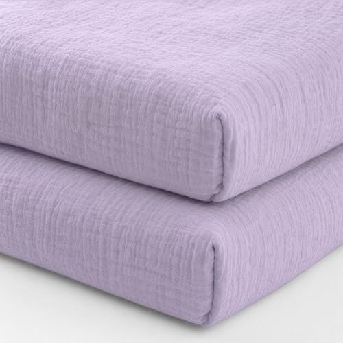 Image of Newton Baby Dual Layer Crib Sheet 2-Pack, Organic Gauze - Lavender