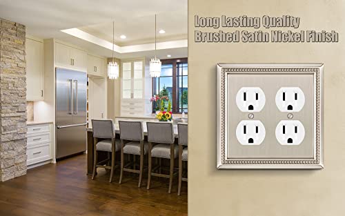 Image of Henne Bery Sunken Pearls Heavy Duty Decorative Wall Plate Switch Plate Outlet Cover (Double Duplex, Satin Nickel)