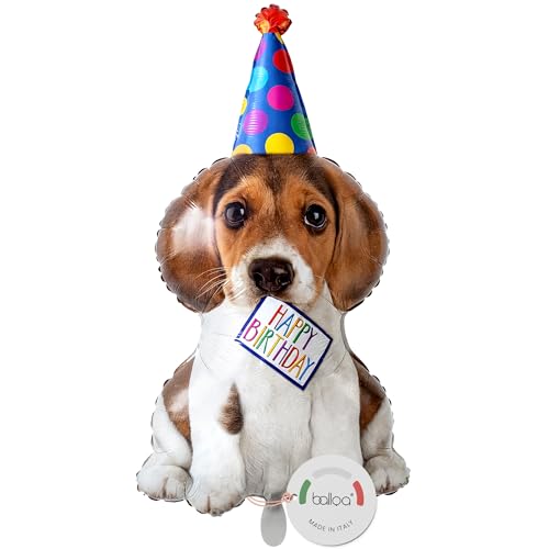 balloa Ballon gonflable XXL en forme de chien Happy Birthday, ballon à l'hélium, décoration d'anniversaire pour fête d'enfant, garçons et filles,...