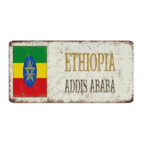 Ethiopia-Addis Ababa - Letreros de metal para exteriores, vintage, para jardín, recuerdo de país nacional, decoración de cueva, letrero de estaño para cafetería, cafetería, tienda, casa, 6 x 12