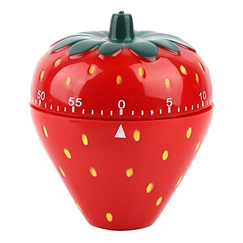 Denkerm Easy to Operate Premium Materials, Time Reminder, Mechanical Wind-Up Timer, Strawberry Shaped Red for Home Kitchen