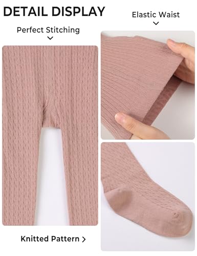 BOOPH Girls Tights Baby Toddler Cable Knit Cotton Footed Leggings Stocking Pants4