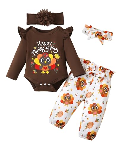 Image of SUNNY PIGGY Newborn Infant Baby Girl Clothes Ruffle Romper Toddler Girl Floral Cotton Pant Sets Girls Clothing Outfit