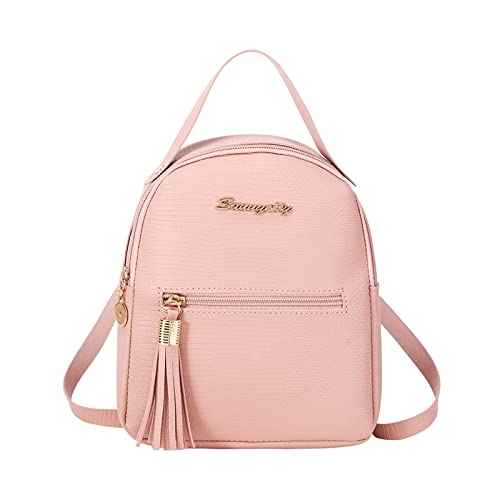Backpack New Pattern Fashion Retro Tassel Decoration Practical Large Fashionable women's backpack for a (Pink, One Size)