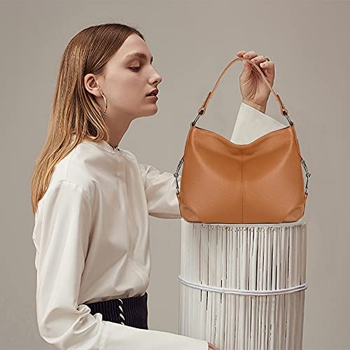 Image of YALUXE Women's Real Leather Shoulder Bags Hobo Handbag Purse Crossbody Bag