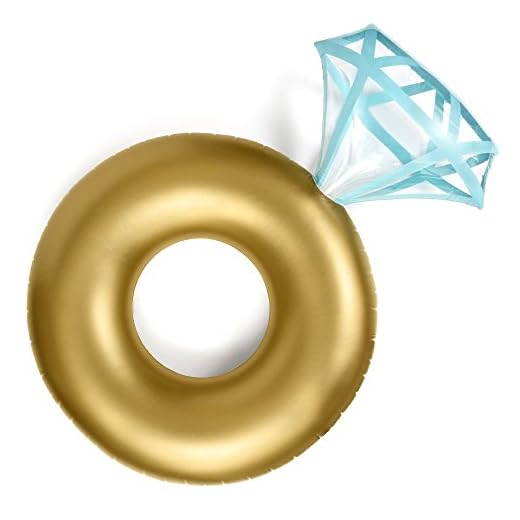 Fractal Giant Gold Diamond Ring Shape | 50" Diameter Inflatable Water Floats for Pool Party