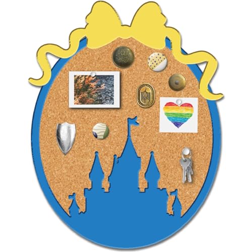 CRASPIRE Tablero Corcho Alfiler Castillo Redondo Enmarcado Exhibición Anuncios Insignia Madera Pared Diseño Princesas Carnavales Lazo Decorativo Broche Corcho Soporte Solapa Almacenamiento Hogar