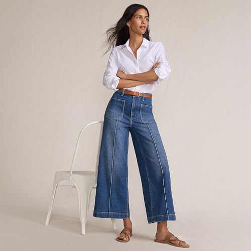 Lands' End Women's Denim High Rise Extra Wide Leg Crop Jeans4