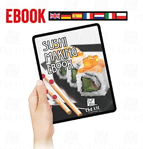 The Kit Company Sushi Making Kit | 15 pcs Equipment & Tools inc Detailed ebook | Professional Sushi Knife, Spatula with Carry Case