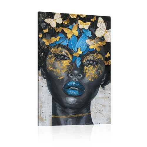 Affiche murale femme afro-américaine abstraite 30x50cm en toile coton salon