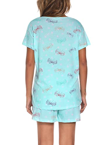 Enjoynight Women's Cute Sleepwear Print Tee And Shorts Pajama Set (Small, Flying) #TOP4