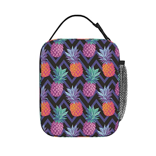 Colorful Pineapple Portable Lunch Box Cooler Bags Insulated Thermal Lunch Tote Bag For Women Men Adults Kids Work Travel Picnic #TOP2