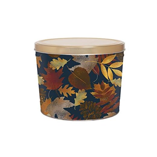 C.R. Frank Popcorn - Gourmet Popcorn Tin, 2 Gallon, Falling Leaves (3 Way Butter, Cheese, and Caramel)