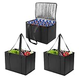 DAREKUKU 3 Pack Reusable Grocery Bags, Foldable Washable Insulated Shopping Bags For Groceries With
