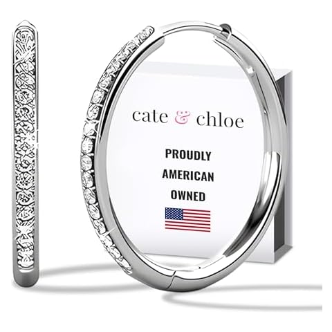 Cate & Chloe Bianca White Gold Hoop Earrings Cover