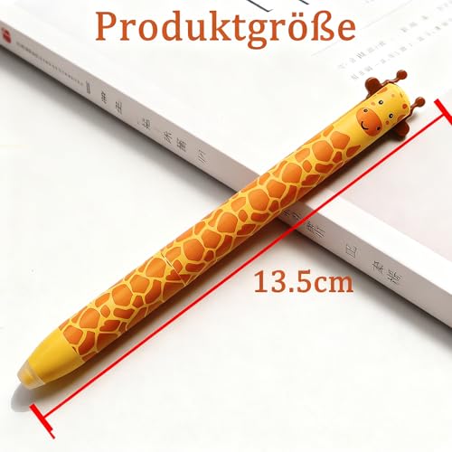 Nurila 5 Radierbarer Kugelschreiber Set, Tiere Radierbarer Tintenroller 0.5mmzweifarbig Rot Und Blau Mit Radiergummi, Ideal Für Büro Und Schule, Motiven Reh, Zebra, Tiger, Affe, Nilpferd