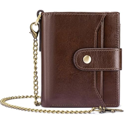 Genuine Leather Wallet for Men Slim Bifold RFID Shielding Minimalist Money Clip Card Holder Thin Front Pocket (Brown1)