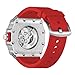 ASOROCK WATCHES | Silver/red Motorsport V2 | 44mm | Stainless Steel | tonneau Barrel Shape | Rubber Strap | Luminous Hands | Homage Mens Sports Automatic Watch