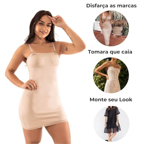 Kit 2 Combinetes Anágua Vestido Tomara Que Caia Segunda Pele Preto/Bege M