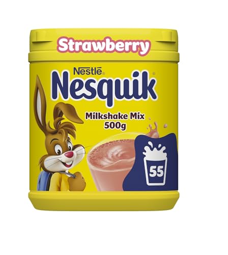 Nesquik Strawberry Flavoured Milkshake Powder, with Vitamin D, 500g Tub (Pack of 1)