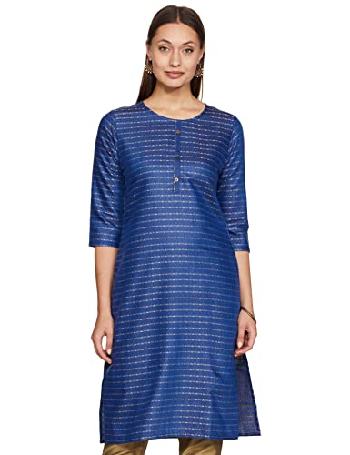Image of Shiv Textiles Women's Cotton Regular Fit Fashion Kurti (Nikall Blue XL)