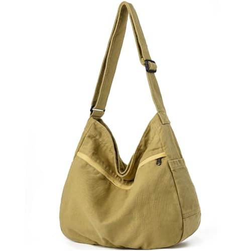 Image of Canvas Hobo Crossbody Shoulder Tote Bag for Women and Men Large Purse Messenger Bag Travel Work Shopping