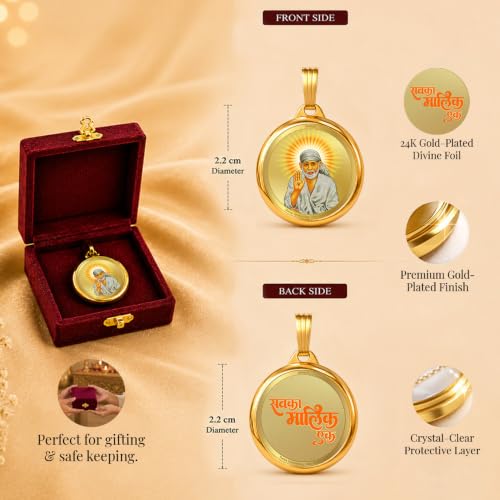 Image of DIVINITI 24K Gold Plated Double-Sided Religious Pendant with Premium Gift Box, Spiritual Locket for Men & Women, Devotional Jewellery for Gifting & Everyday Wear