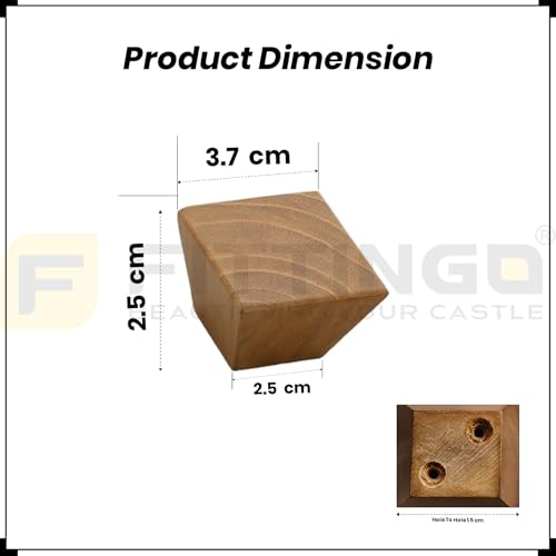 Image of 8 Piece Solid Teak Wood Square Drawer Knob| Wooden Cabinet & Wardrobe Door Handle | Natural Finish Geometric Furniture Knob for Cupboard, Kitchen Drawer & Dresser Hardware - 1.5 Inch