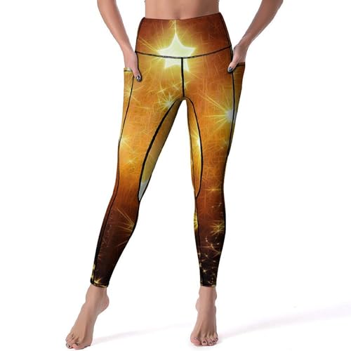 Leggings pour fitness gym à taille haute gainante et motif étoiles S