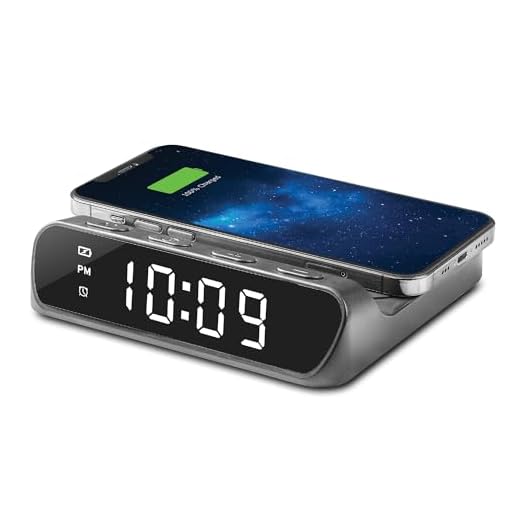 Timex Alarm Clock with Wireless Charger for iPhone, Android, and AirPods - Black (TW14B)