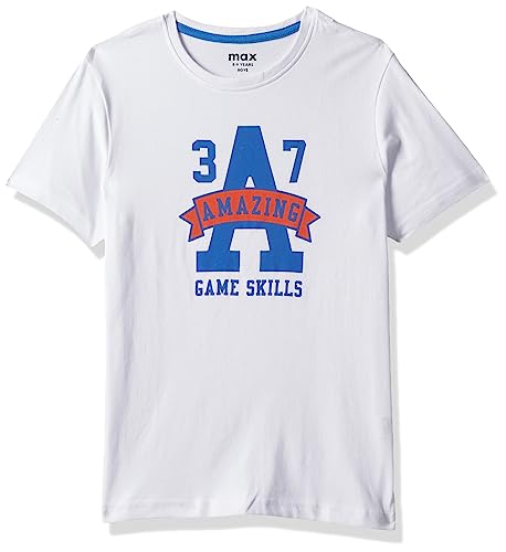Image of Max Regular Fit Boys Typographic Printed Cotton Knit T-Shirt